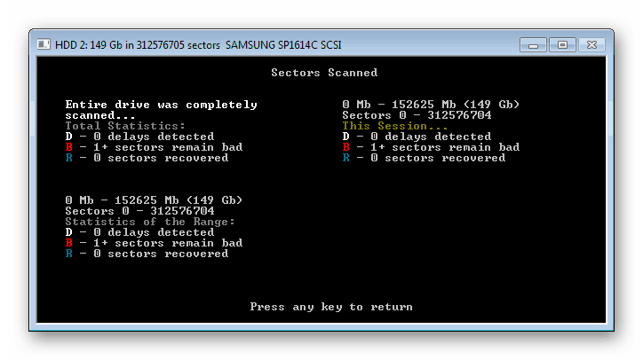 HDD RegeneratorList sectors scanned